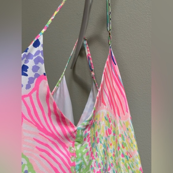 Lilly Pulitzer Clara Silk Roar Of the Seas Asymmetric Hem Slip Dress Women’s XS - Picture 9 of 16